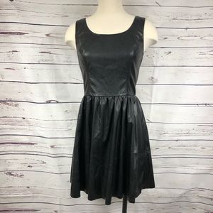 Vakko‎ Black Pleather Skater Dress